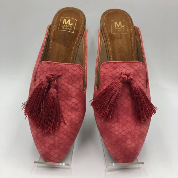 Mark Jenkins Women's Pink Slip on Mules Tasseled 7/37 Pointed Toe Flats Comfort - Picture 13 of 13